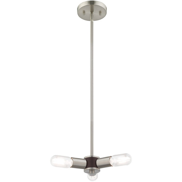 HomeRoots Three Light Dimmable Chandelier with Cylinder Shades - Modern Steel Design for Versatile Spaces 687664