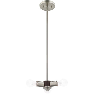 HomeRoots Three Light Dimmable Chandelier with Cylinder Shades - Modern Steel Design for Versatile Spaces 687664
