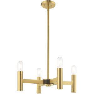 HomeRoots Four Light Dimmable Chandelier with Sleek Cylinder Shades for Modern Spaces and Adjustable Illumination 687666