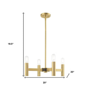 HomeRoots Four Light Dimmable Chandelier with Sleek Cylinder Shades for Modern Spaces and Adjustable Illumination 687666