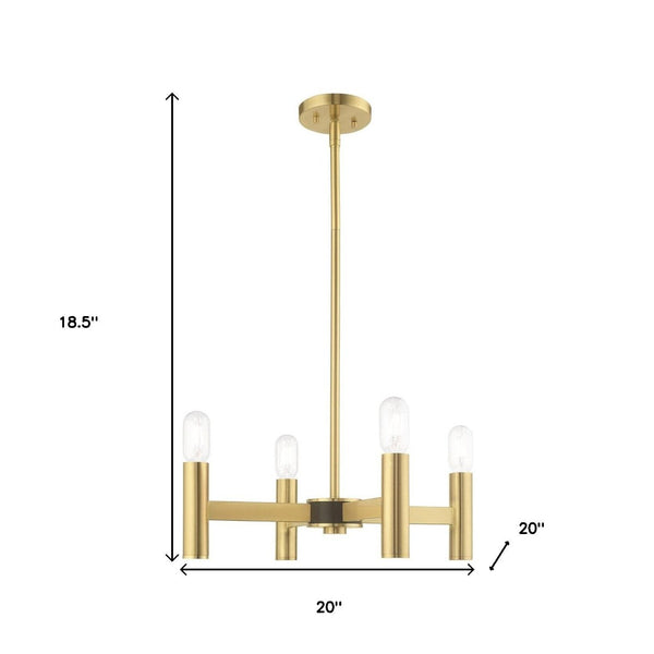 HomeRoots Four Light Dimmable Chandelier with Sleek Cylinder Shades for Modern Spaces and Adjustable Illumination 687666