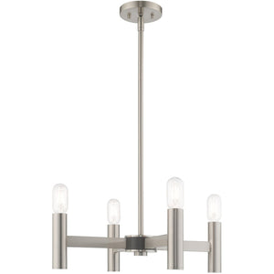 HomeRoots Four Light Dimmable Chandelier with Elegant Cylindrical Shades - Modern Ambient Lighting Fixture 687667