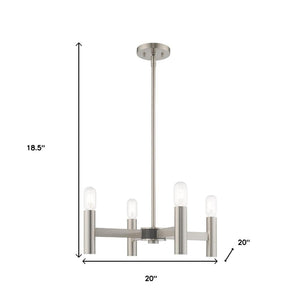 HomeRoots Four Light Dimmable Chandelier with Elegant Cylindrical Shades - Modern Ambient Lighting Fixture 687667