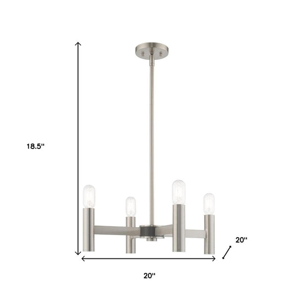 HomeRoots Four Light Dimmable Chandelier with Elegant Cylindrical Shades - Modern Ambient Lighting Fixture 687667