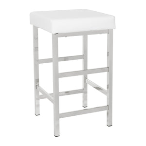 OSP Home Furnishings 26" Polished Chrome Backless Stool White