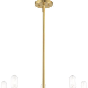 HomeRoots Five Light Dimmable Chandelier with Unique Cylinder Shades for Modern Interior Ambiance & Style 687670