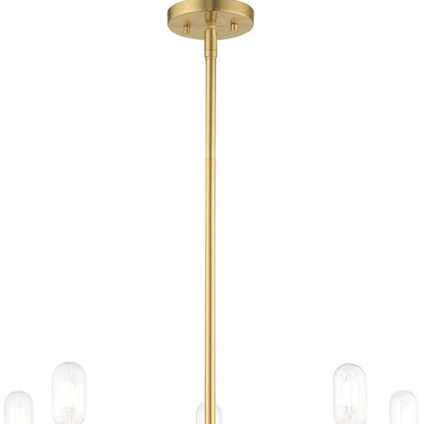 HomeRoots Five Light Dimmable Chandelier with Unique Cylinder Shades for Modern Interior Ambiance & Style 687670