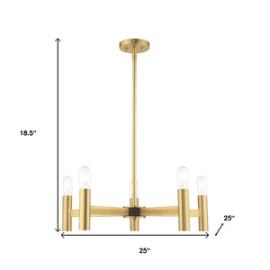 HomeRoots Five Light Dimmable Chandelier with Unique Cylinder Shades for Modern Interior Ambiance & Style 687670