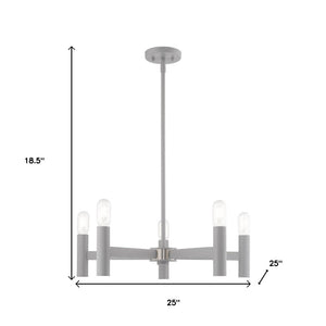 HomeRoots Five Light Dimmable Chandelier - Modern Elegance with Sleek Steel Shades for Versatile Lighting Style 687672