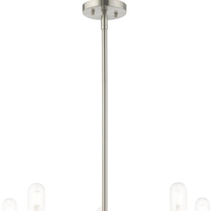 HomeRoots Five Light Dimmable Chandelier - Modern Cylinder Shades for Elegant Ambiance in Any Room 687673