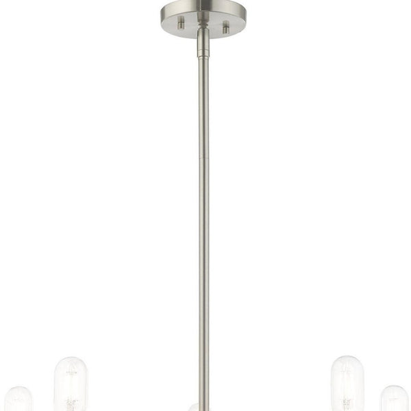 HomeRoots Five Light Dimmable Chandelier - Modern Cylinder Shades for Elegant Ambiance in Any Room 687673