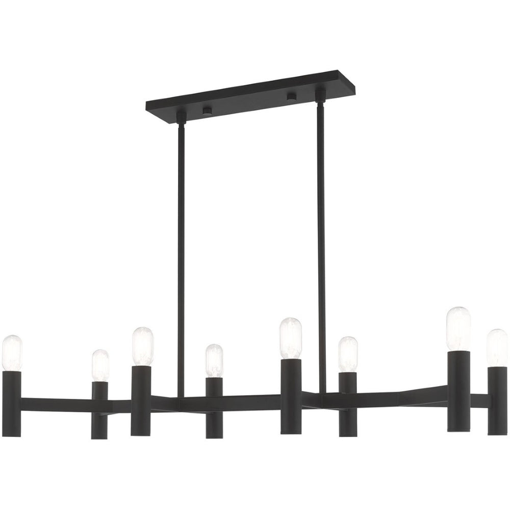 HomeRoots Black Eight-Light Dimmable Chandelier with Contemporary Shades for Stylish Home Illumination 687674