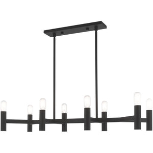 HomeRoots Black Eight-Light Dimmable Chandelier with Contemporary Shades for Stylish Home Illumination 687674