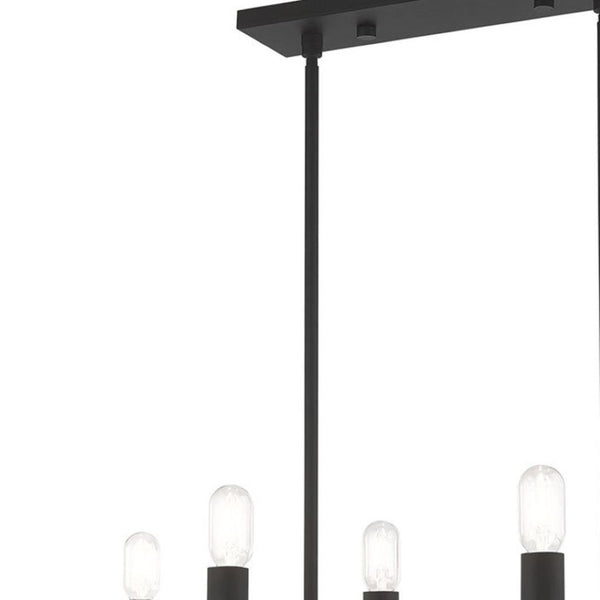 HomeRoots Black Eight-Light Dimmable Chandelier with Contemporary Shades for Stylish Home Illumination 687674