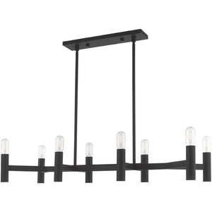 HomeRoots Black Eight-Light Dimmable Chandelier with Contemporary Shades for Stylish Home Illumination 687674
