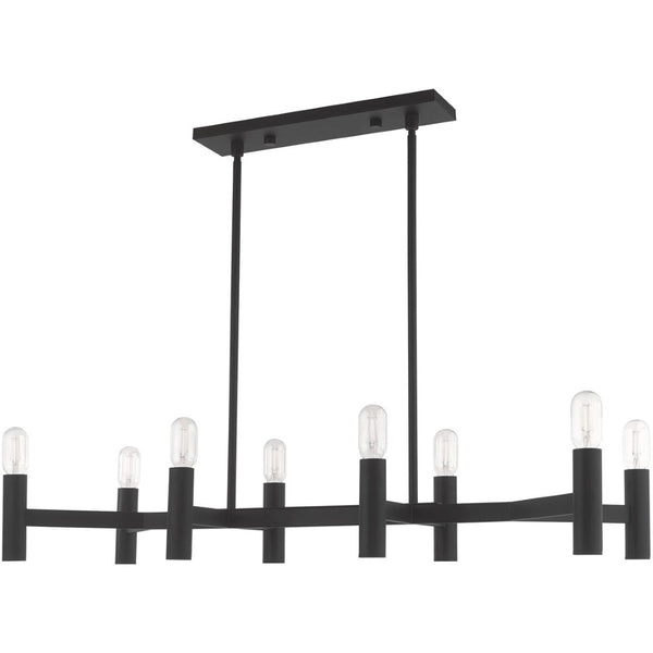 HomeRoots Black Eight-Light Dimmable Chandelier with Contemporary Shades for Stylish Home Illumination 687674