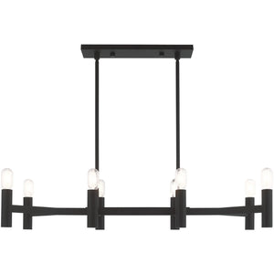 HomeRoots Black Eight-Light Dimmable Chandelier with Contemporary Shades for Stylish Home Illumination 687674