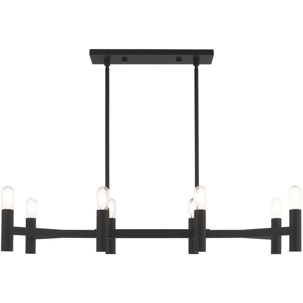 HomeRoots Black Eight-Light Dimmable Chandelier with Contemporary Shades for Stylish Home Illumination 687674