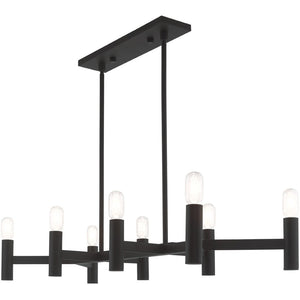 HomeRoots Black Eight-Light Dimmable Chandelier with Contemporary Shades for Stylish Home Illumination 687674
