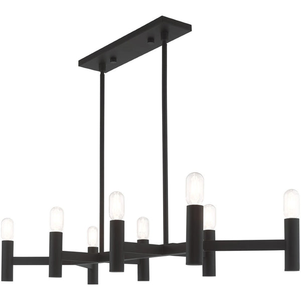 HomeRoots Black Eight-Light Dimmable Chandelier with Contemporary Shades for Stylish Home Illumination 687674