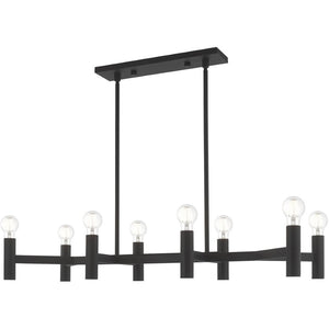 HomeRoots Black Eight-Light Dimmable Chandelier with Contemporary Shades for Stylish Home Illumination 687674
