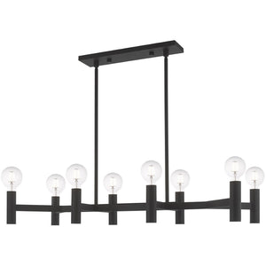 HomeRoots Black Eight-Light Dimmable Chandelier with Contemporary Shades for Stylish Home Illumination 687674