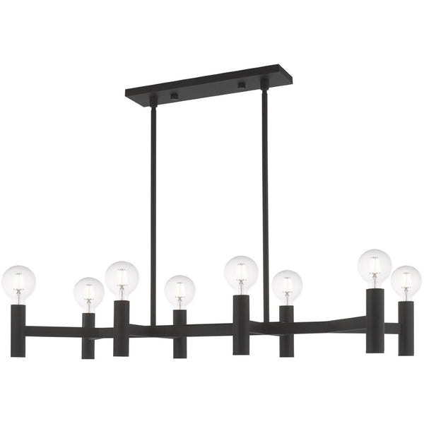 HomeRoots Black Eight-Light Dimmable Chandelier with Contemporary Shades for Stylish Home Illumination 687674