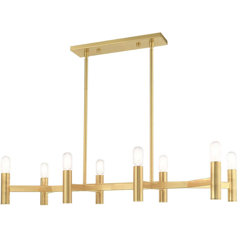 HomeRoots Eight Light Dimmable Chandelier - Modern Elegance with Steel Shades for Versatile Interior Lighting 687675