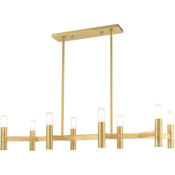 HomeRoots Eight Light Dimmable Chandelier - Modern Elegance with Steel Shades for Versatile Interior Lighting 687675