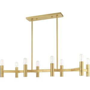 HomeRoots Eight Light Dimmable Chandelier - Modern Elegance with Steel Shades for Versatile Interior Lighting 687675
