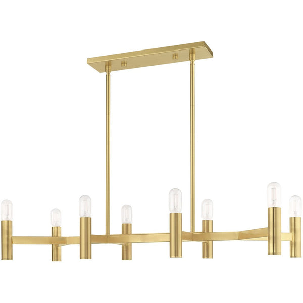 HomeRoots Eight Light Dimmable Chandelier - Modern Elegance with Steel Shades for Versatile Interior Lighting 687675