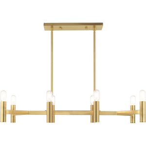 HomeRoots Eight Light Dimmable Chandelier - Modern Elegance with Steel Shades for Versatile Interior Lighting 687675