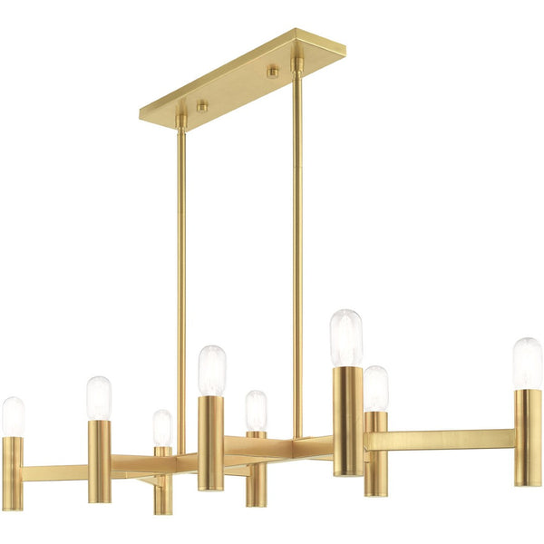 HomeRoots Eight Light Dimmable Chandelier - Modern Elegance with Steel Shades for Versatile Interior Lighting 687675