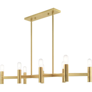HomeRoots Eight Light Dimmable Chandelier - Modern Elegance with Steel Shades for Versatile Interior Lighting 687675
