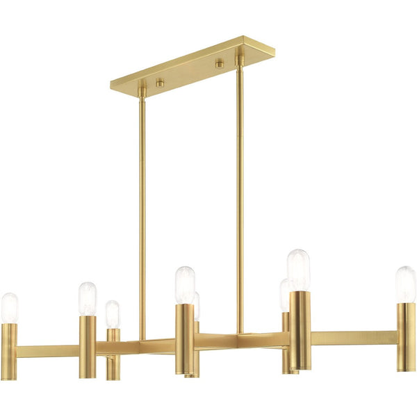 HomeRoots Eight Light Dimmable Chandelier - Modern Elegance with Steel Shades for Versatile Interior Lighting 687675