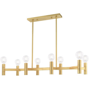 HomeRoots Eight Light Dimmable Chandelier - Modern Elegance with Steel Shades for Versatile Interior Lighting 687675