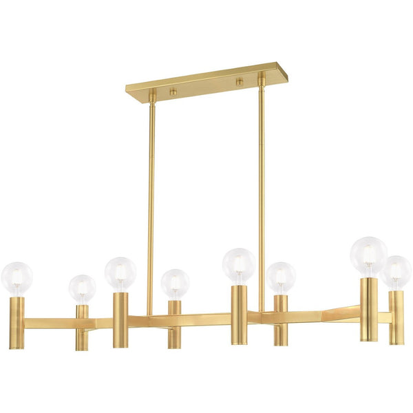 HomeRoots Eight Light Dimmable Chandelier - Modern Elegance with Steel Shades for Versatile Interior Lighting 687675