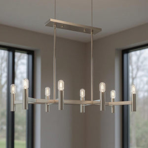 HomeRoots Eight Light Dimmable Chandelier - Modern Cylinder Shades for Elegant Ambiance in Any Space 687676