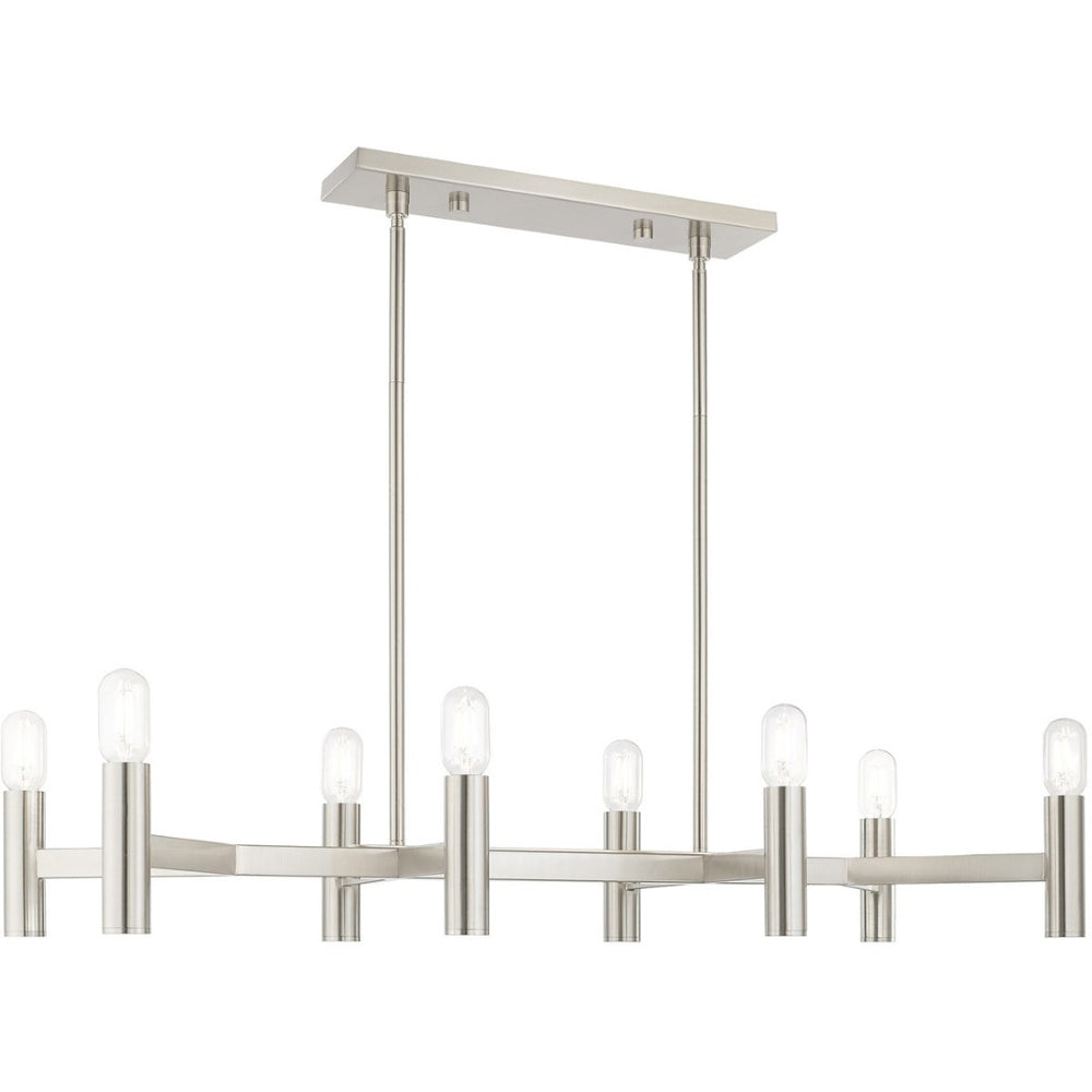 HomeRoots Eight Light Dimmable Chandelier - Modern Cylinder Shades for Elegant Ambiance in Any Space 687676