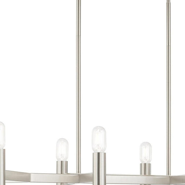 HomeRoots Eight Light Dimmable Chandelier - Modern Cylinder Shades for Elegant Ambiance in Any Space 687676