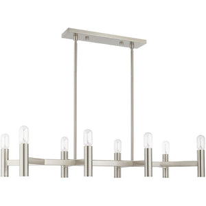 HomeRoots Eight Light Dimmable Chandelier - Modern Cylinder Shades for Elegant Ambiance in Any Space 687676