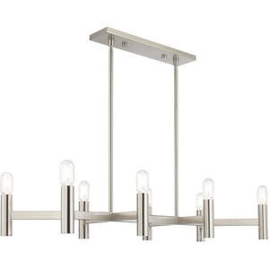 HomeRoots Eight Light Dimmable Chandelier - Modern Cylinder Shades for Elegant Ambiance in Any Space 687676