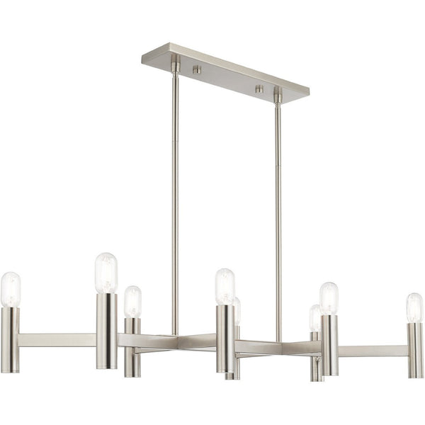 HomeRoots Eight Light Dimmable Chandelier - Modern Cylinder Shades for Elegant Ambiance in Any Space 687676
