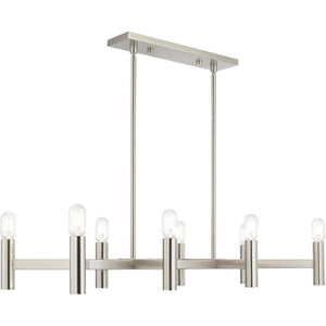 HomeRoots Eight Light Dimmable Chandelier - Modern Cylinder Shades for Elegant Ambiance in Any Space 687676