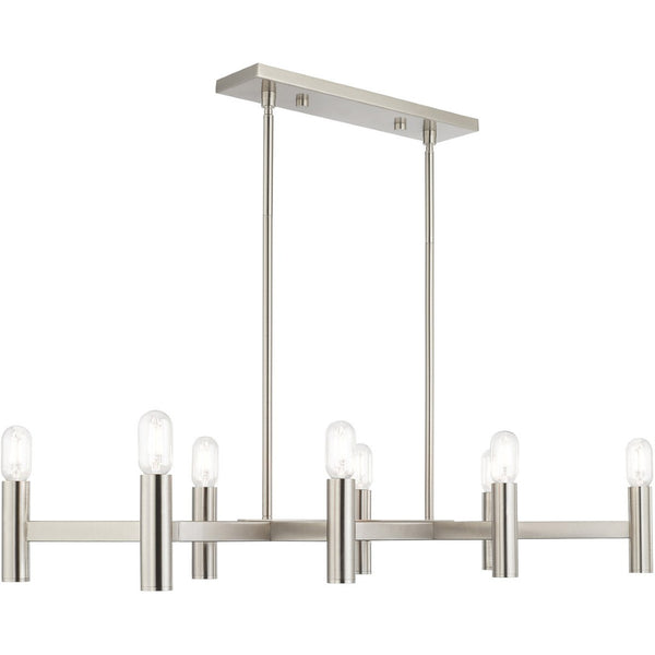 HomeRoots Eight Light Dimmable Chandelier - Modern Cylinder Shades for Elegant Ambiance in Any Space 687676