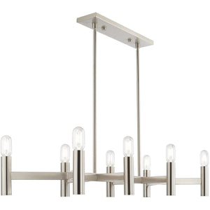 HomeRoots Eight Light Dimmable Chandelier - Modern Cylinder Shades for Elegant Ambiance in Any Space 687676