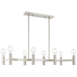 HomeRoots Eight Light Dimmable Chandelier - Modern Cylinder Shades for Elegant Ambiance in Any Space 687676