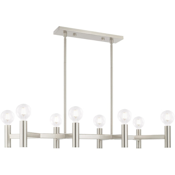 HomeRoots Eight Light Dimmable Chandelier - Modern Cylinder Shades for Elegant Ambiance in Any Space 687676