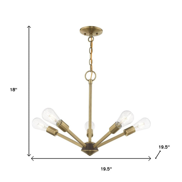HomeRoots Five Contemporary Dimmable Chandelier with Cylinder Shades for Modern Home Decor and Ambiance 687677