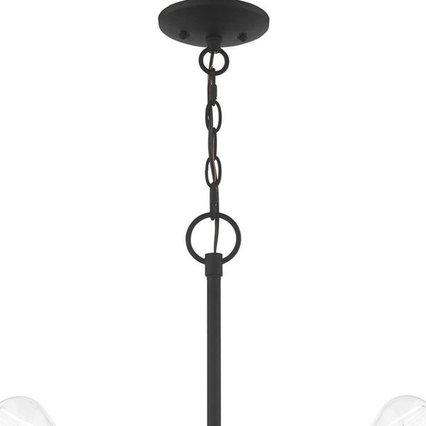 HomeRoots Black Five-Light Dimmable Chandelier with Cylinder Shades for Modern Elegance in Any Space 687680
